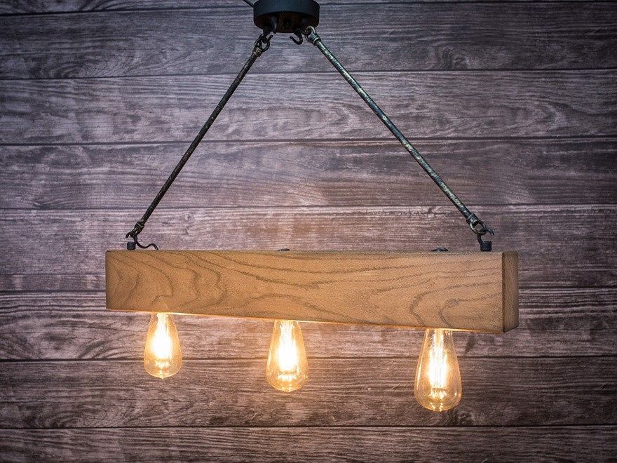 Belka dębowa industrial 70cm lampa drewniana