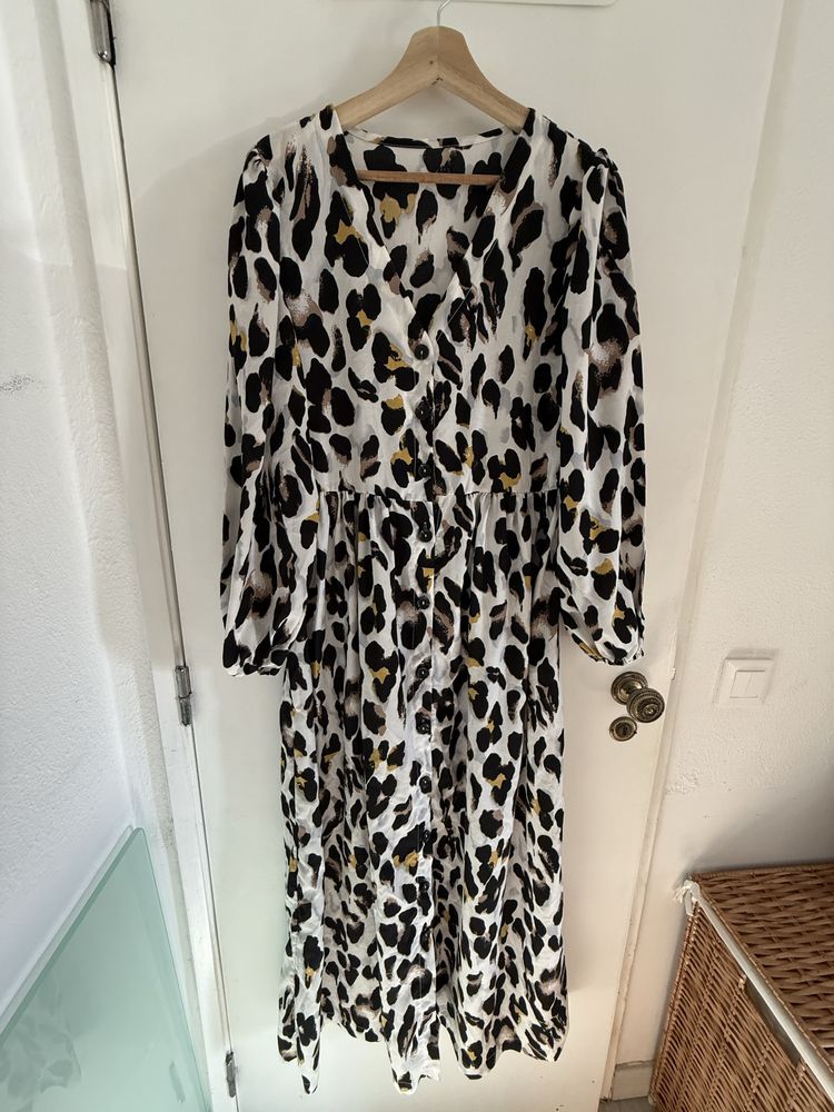 Vestido leopardo manga comprida SHEIN L