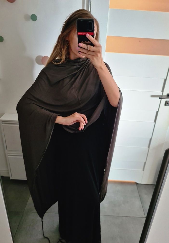 Brązowa peleryna płaszcz narzuta dla czarownicy wiedźmy Halloween