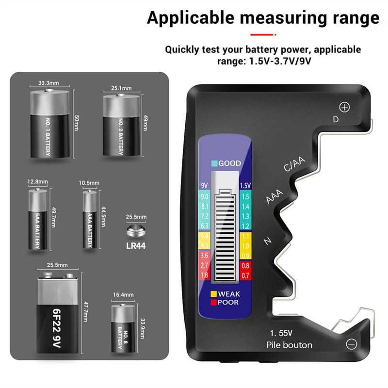 Цифровий тестер ємності батареї РК-дисплей AA/AAA/9 В/1,5 В