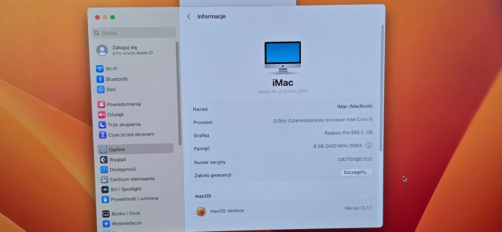 Apple iMac A1418 4K i5 3 Ghz 1TB  IDEALNY jak nowy