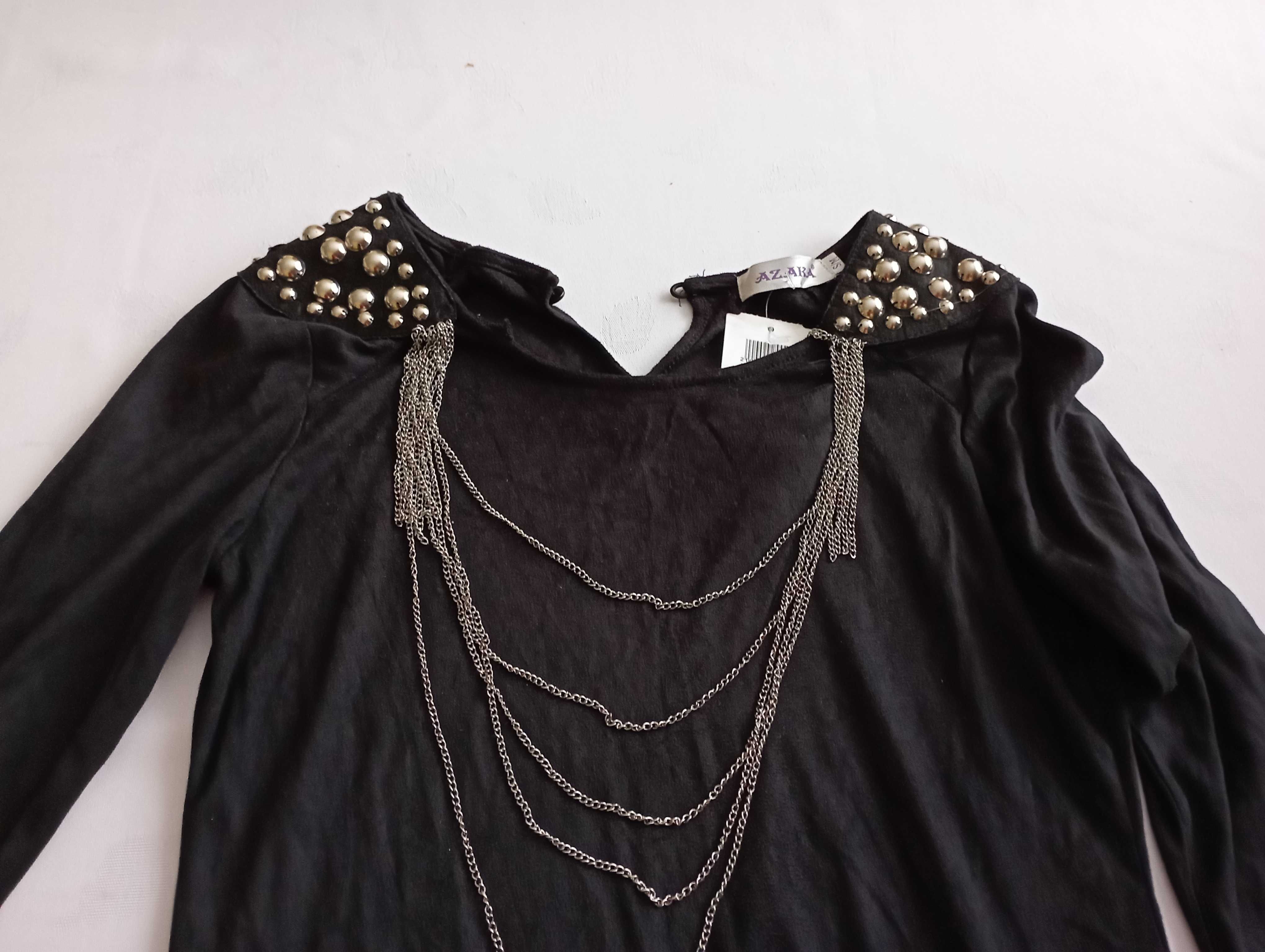 Czarna sukienka 36/38 z oryginalnymi zdobieniami