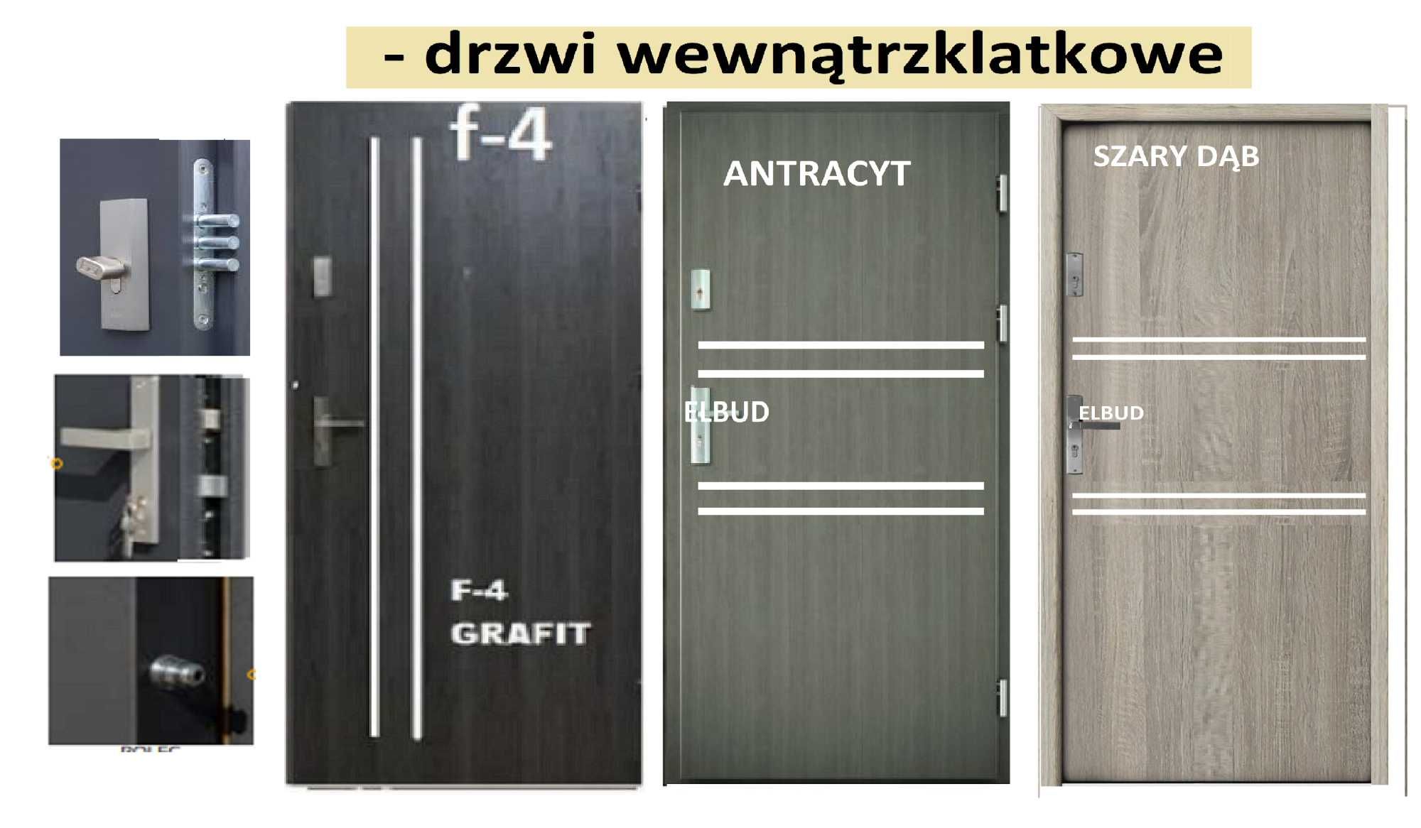 Drzwi WEJŚCIOWE zewnętrzne z MONTAŻEM antywłamaniowe,wewnątrzklatkowe