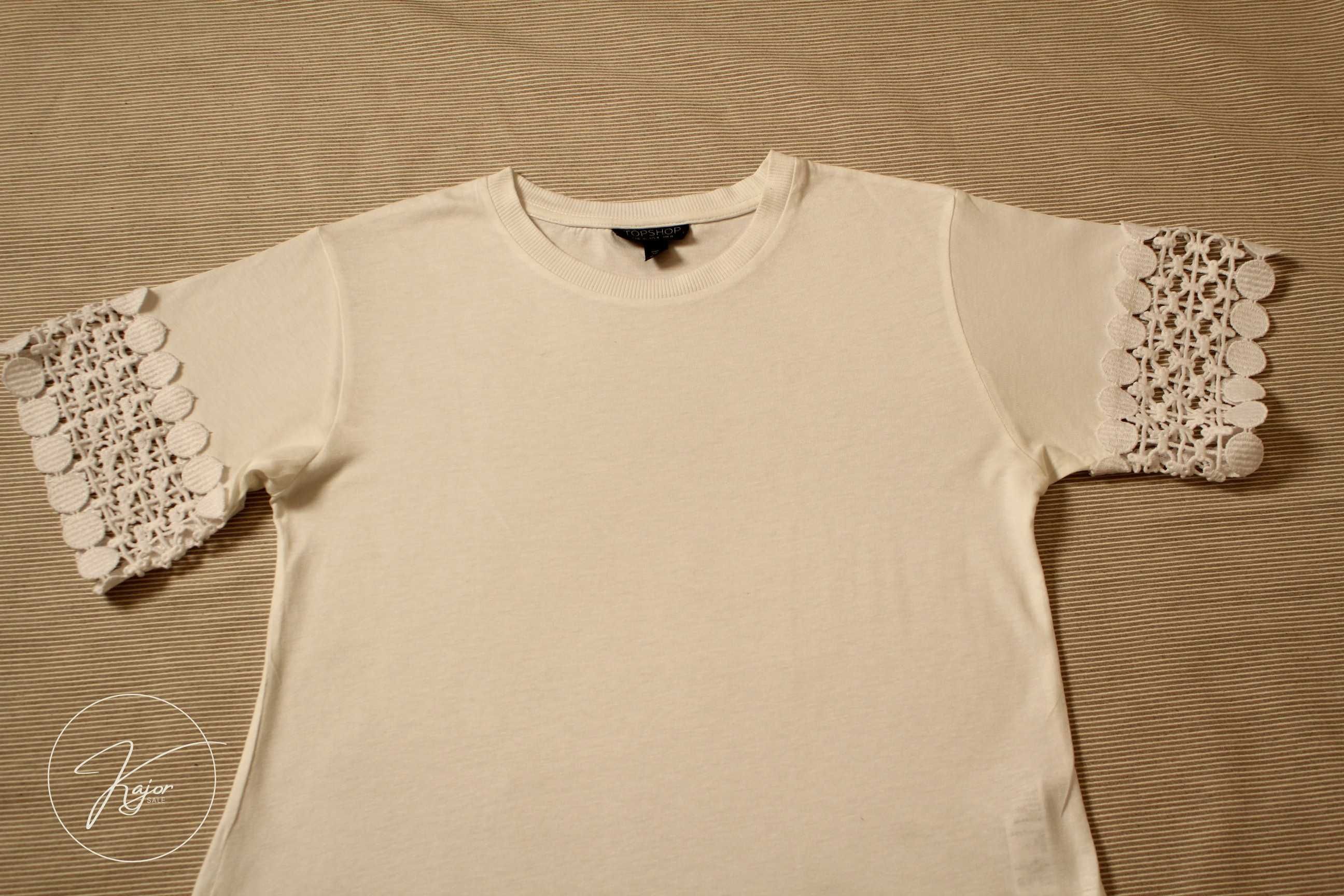 Biały T-shirt z koronką TOPSHOP rozm.36