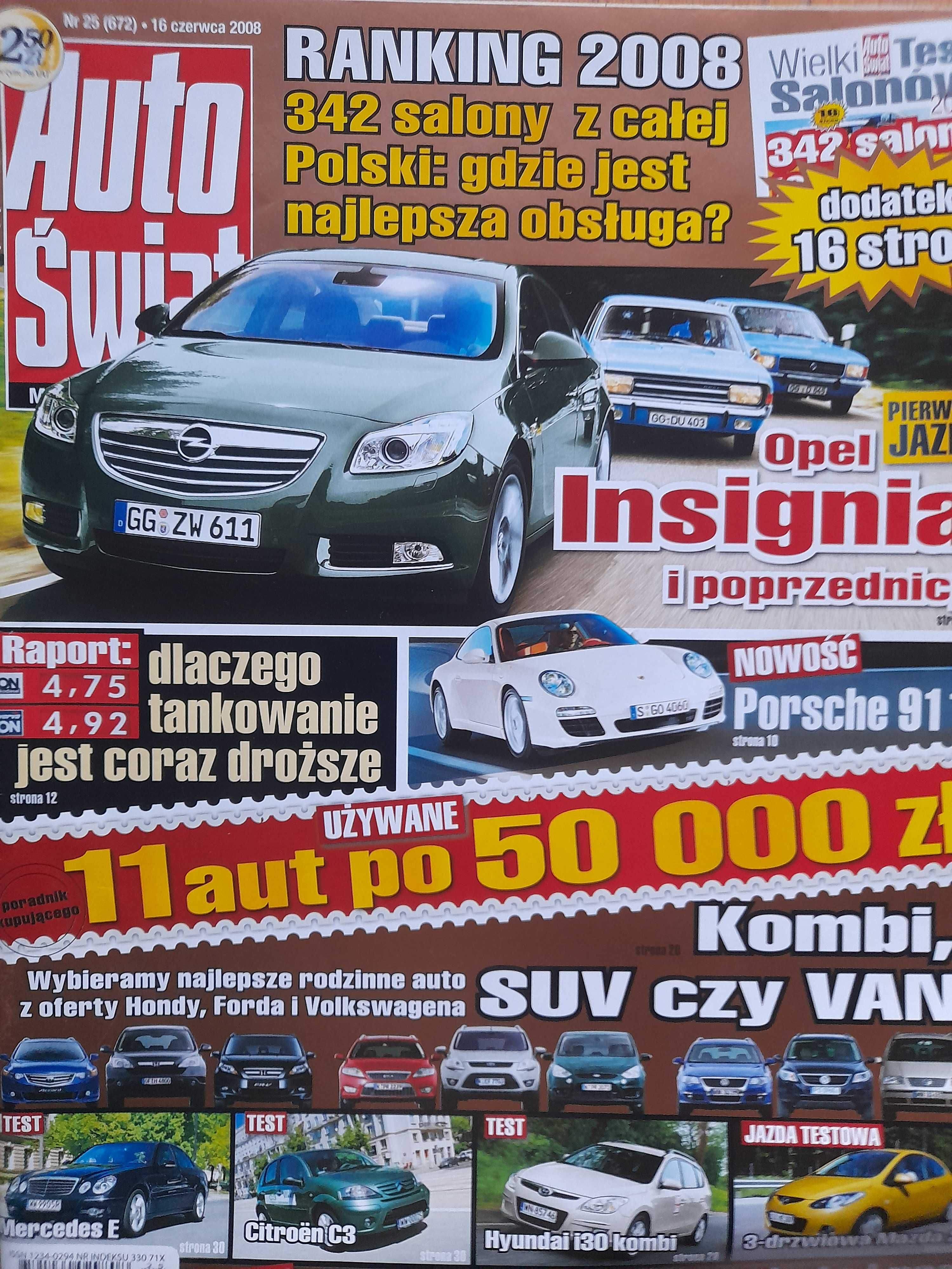 AUTO ŚWIAT 25/2008 Porsche 911, Opel Insignia, Ford S-Max i inne