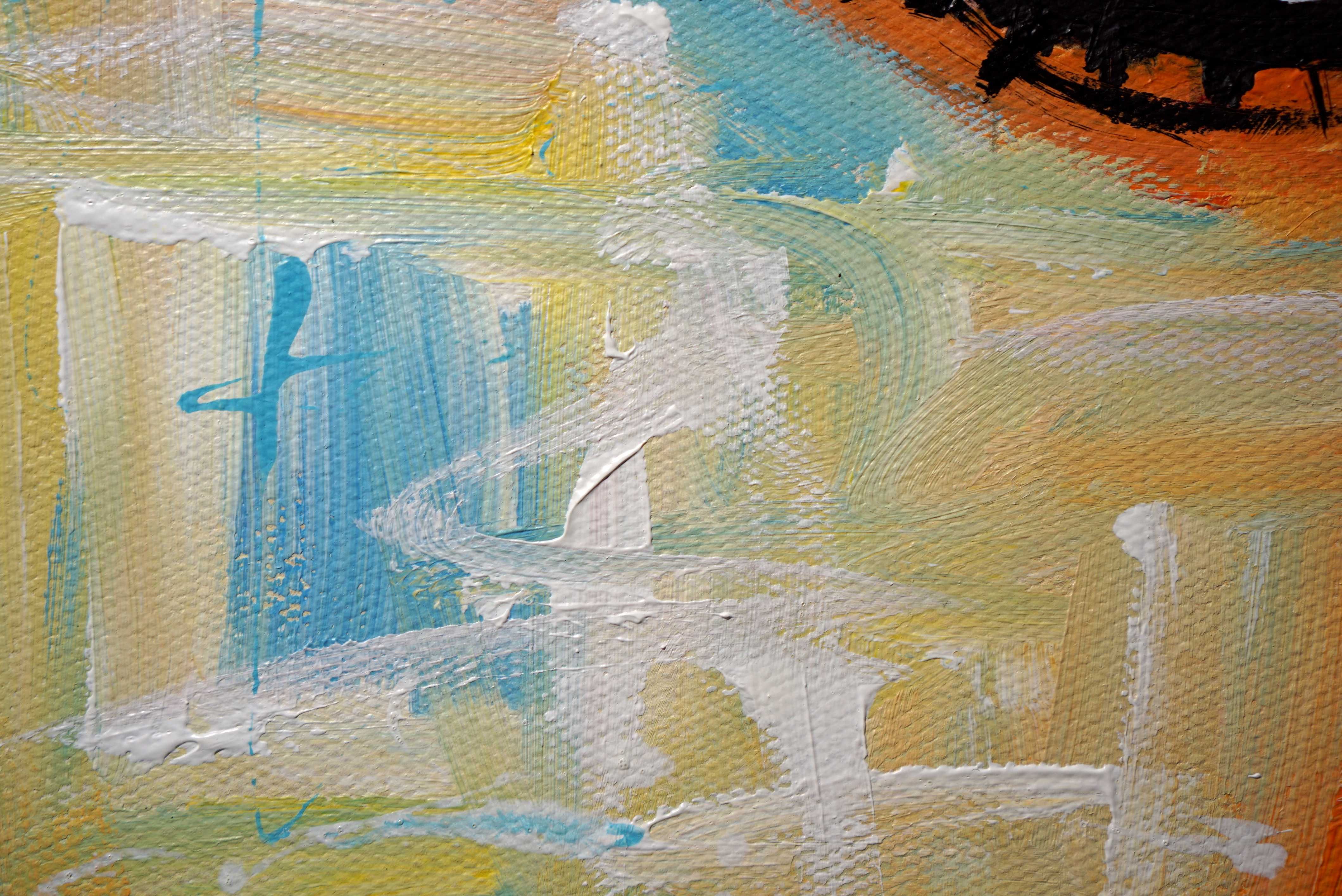 Duży obraz olejny ręcznie malowany kolorowy pop art impresja R Stach