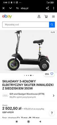 Składany 3 kołowy elektryczny skuter inwalidzki