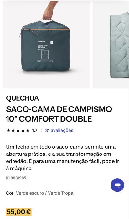 Saco de dormir de casal 10ºC para acampar
