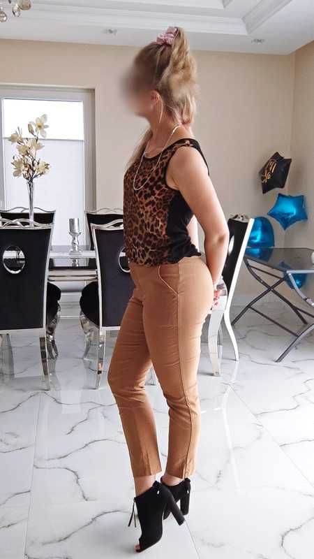 Eleganckie spodnie w panterkę wygodne 95% bawełna WIOSNA LATO 2024