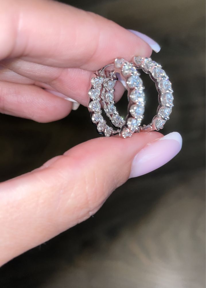 Невероятно яркий серьги с муассанитами 0.10ct серебро 925