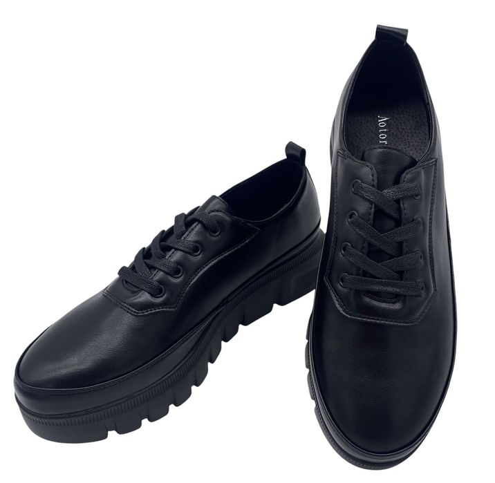 Buty półbuty damskie czarne rozmiar 43 sznurowane lekkie wiosenne