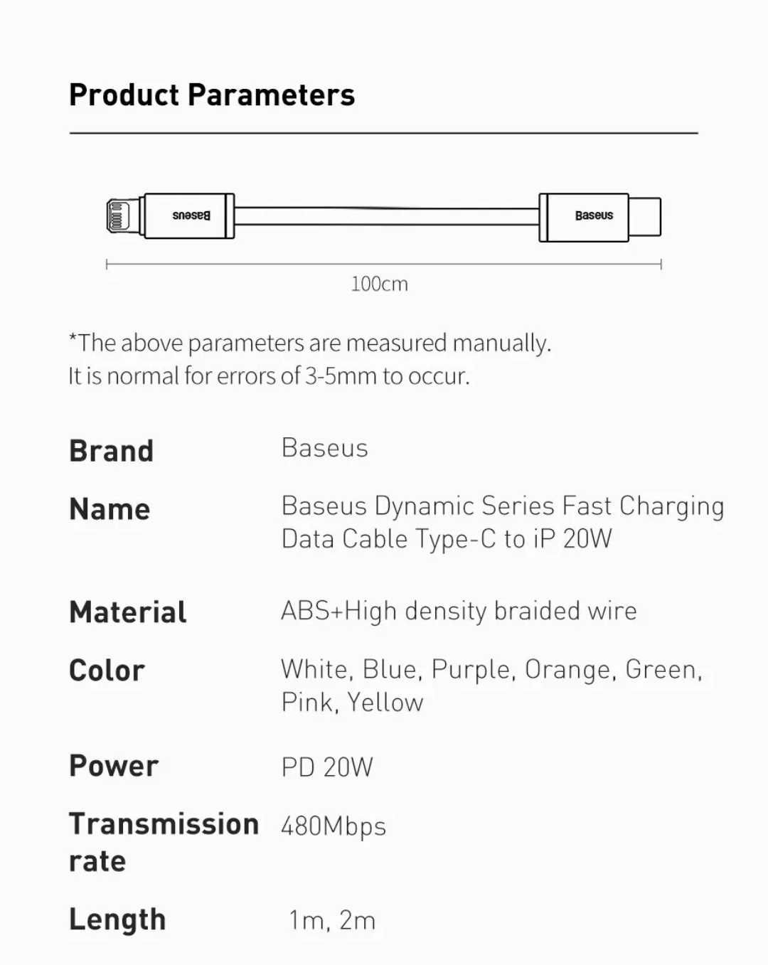 Кабель Lightning для iPhone Baseus Dynamic Series USB Type-C лайтнинг
