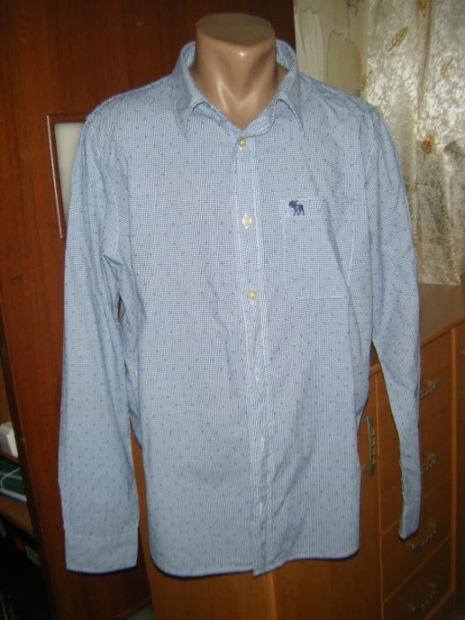 Брендовая рубашка в мелкую клетку с длинным рукавом, размер ХL
