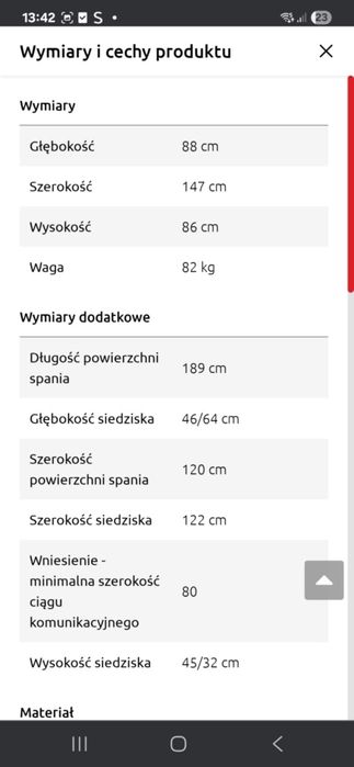 Sofa dwuosobowa rozkładana