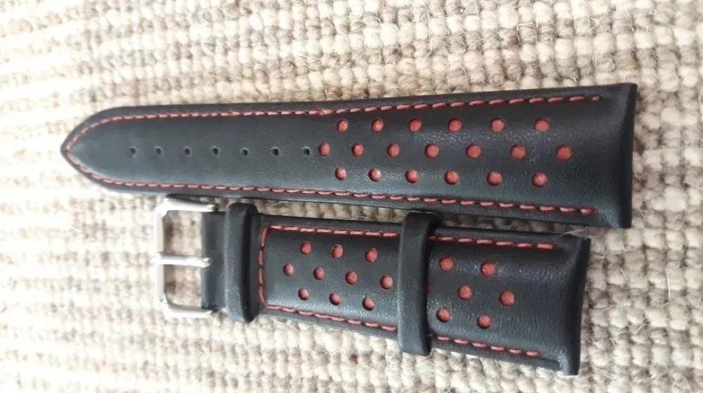 Bracelete Pele 22mm Prespontos Vermelho Seiko Tissot Citizen Hamilton