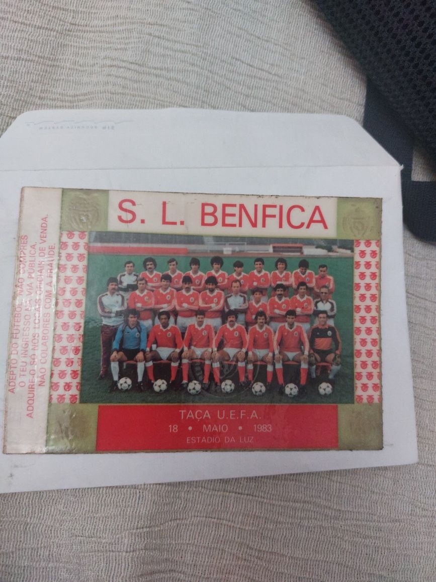 Bilhete Benfica-Anderlecht Final Taça UEFA 83