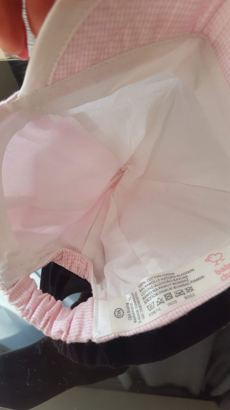 C&A czapeczka z daszkiem Hello Kitty różowa w kropeczki 62 z gumka 2-4