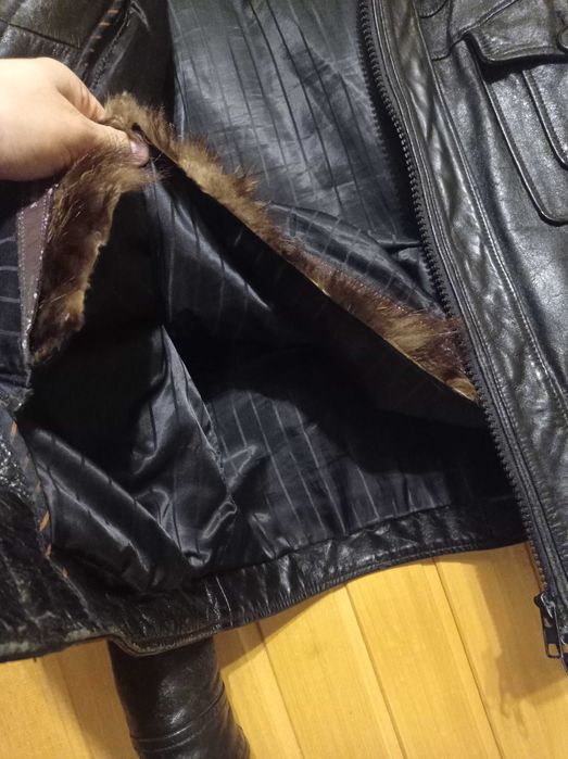 Зимня кожана куртка чоловіча осінь/зима 50 розмір