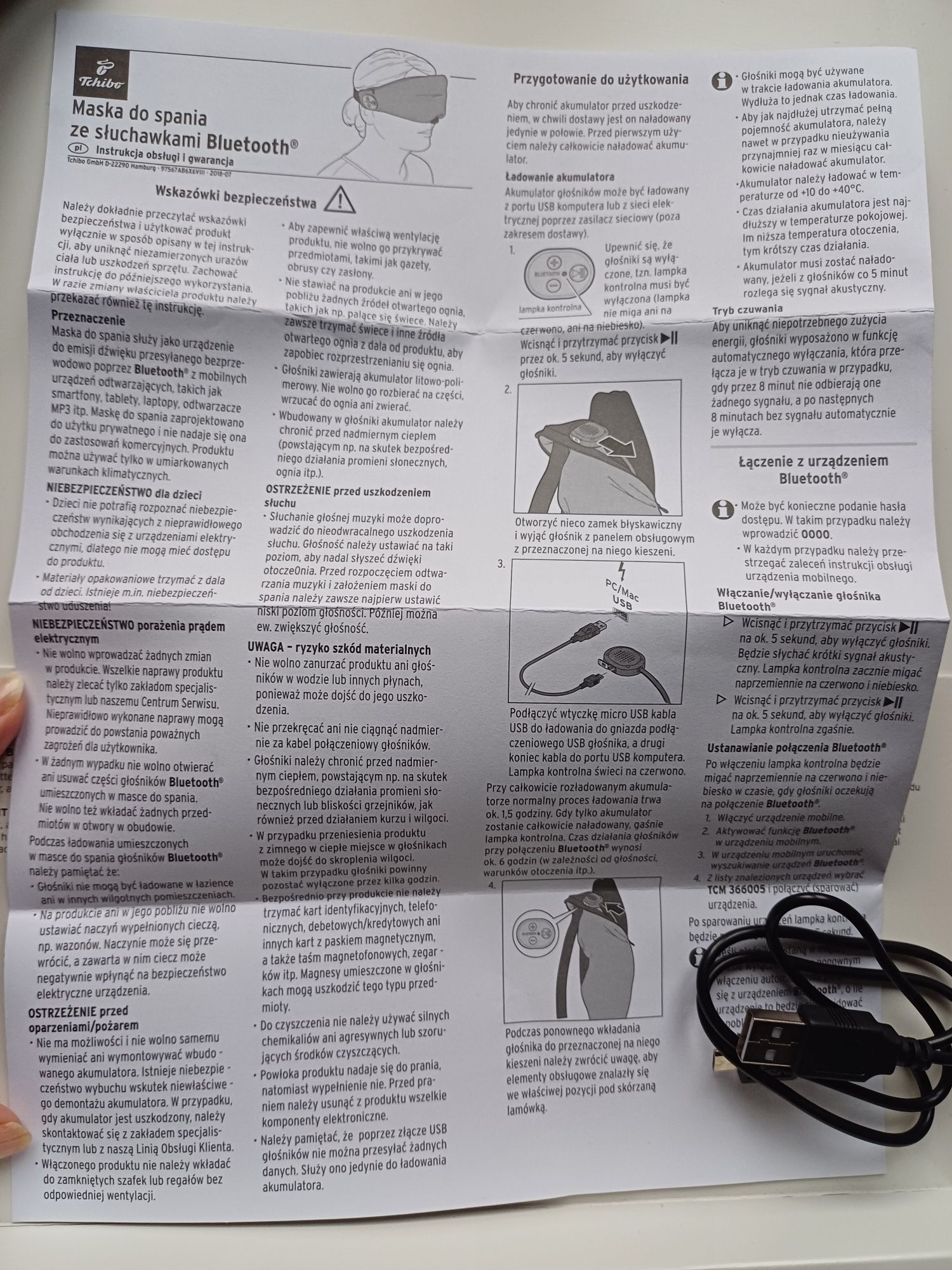 Maska do spania ze słuchawkami Bluetooth Tchibo