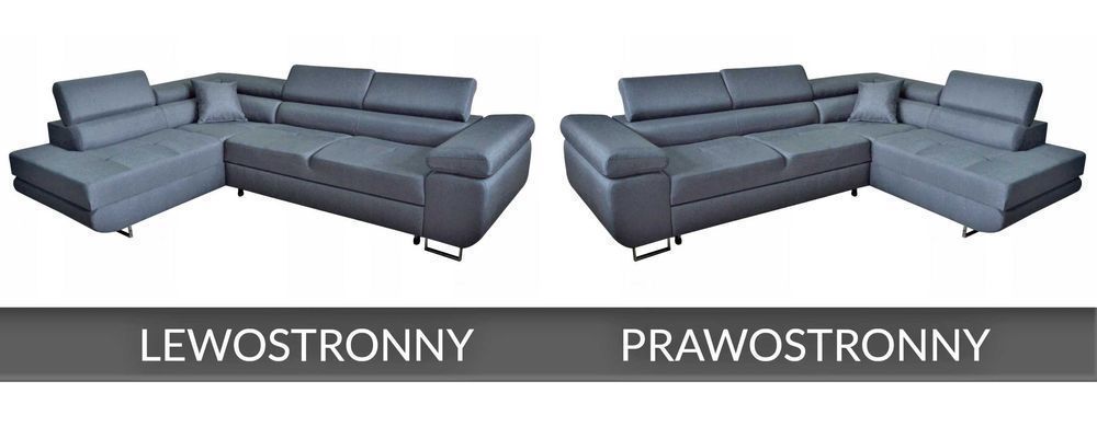 Rozkładany narożnik MALMO L duża kanapa sofa Regulowane Zagłówki łóżko