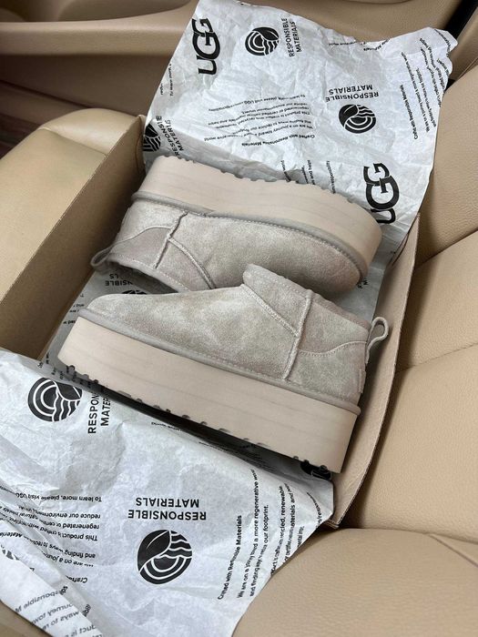 Уггі UGG Ultra Mini Platform Light Grey Угг 5 см (36-40)