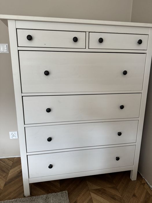 Ikea komoda hemnes 108x131 biala drewniana 6 szuflad