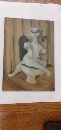 Obraz kota siedzącego na toalecie