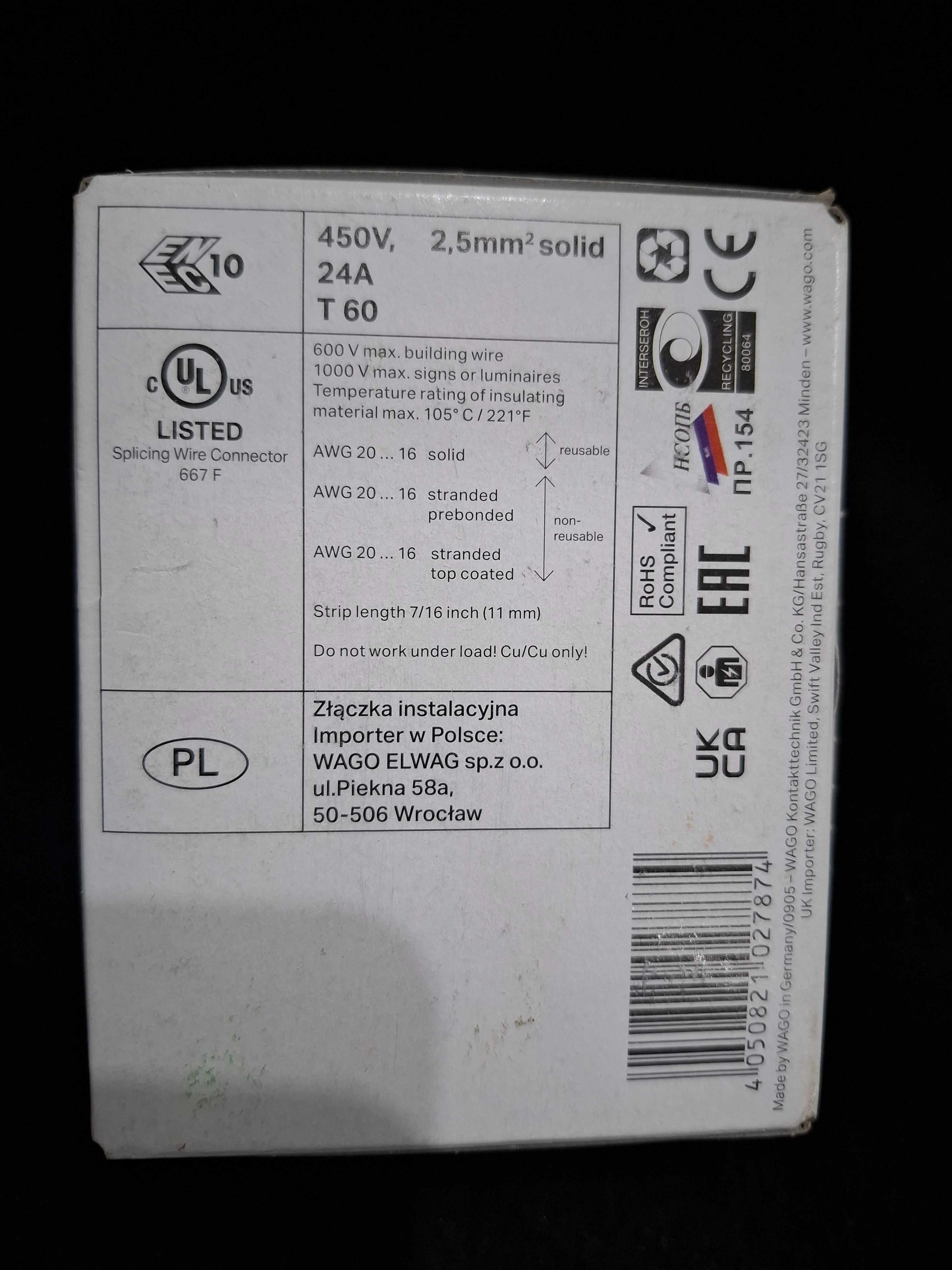 NOWE złączki Wago 2273_205 złączka zaciskowa instalacyjna 100 sztuk