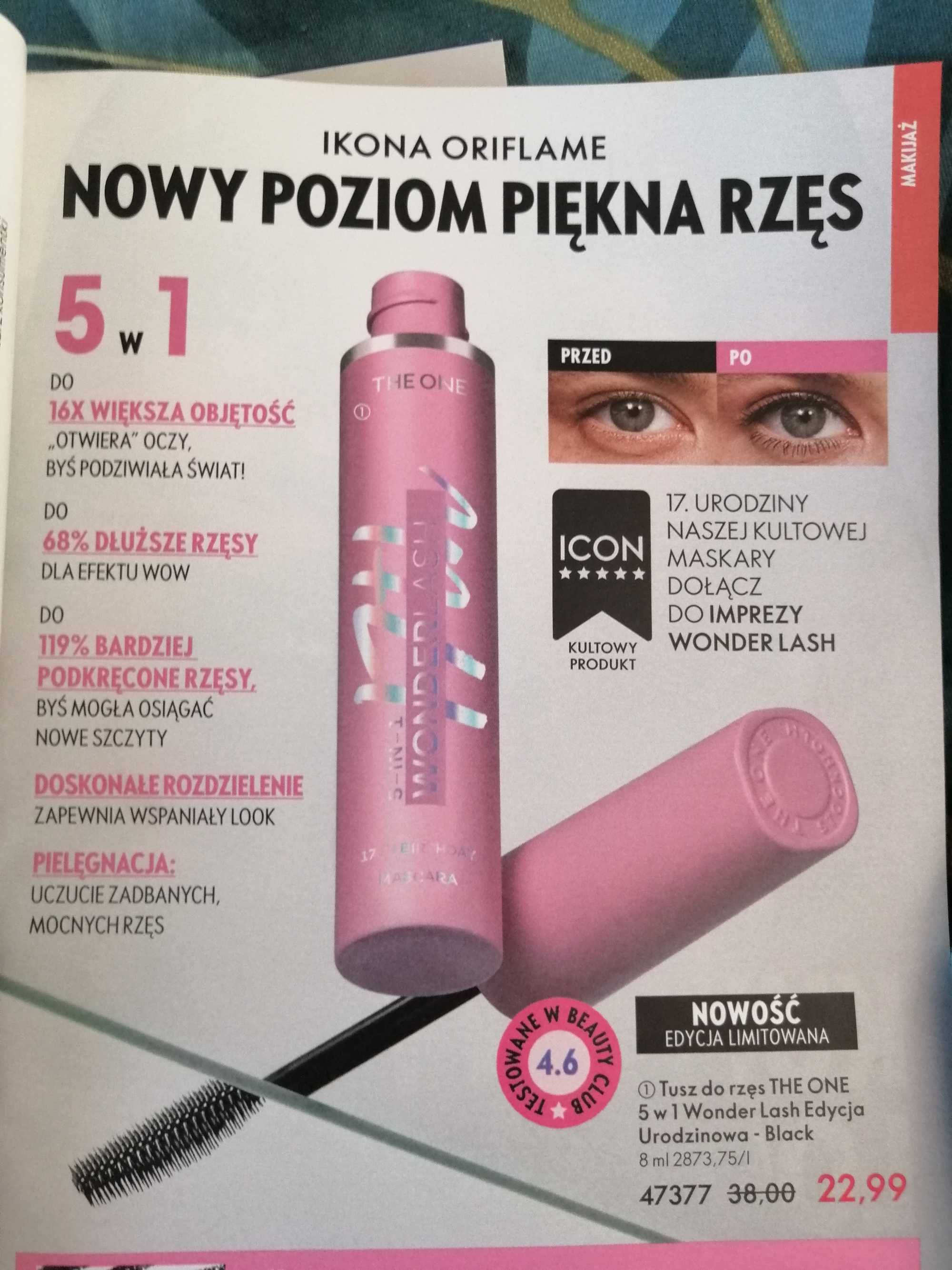 Tusz do rzęs THE ONE 5 w 1 Wonder Lash Oriflame  [ 4 sztuki ]