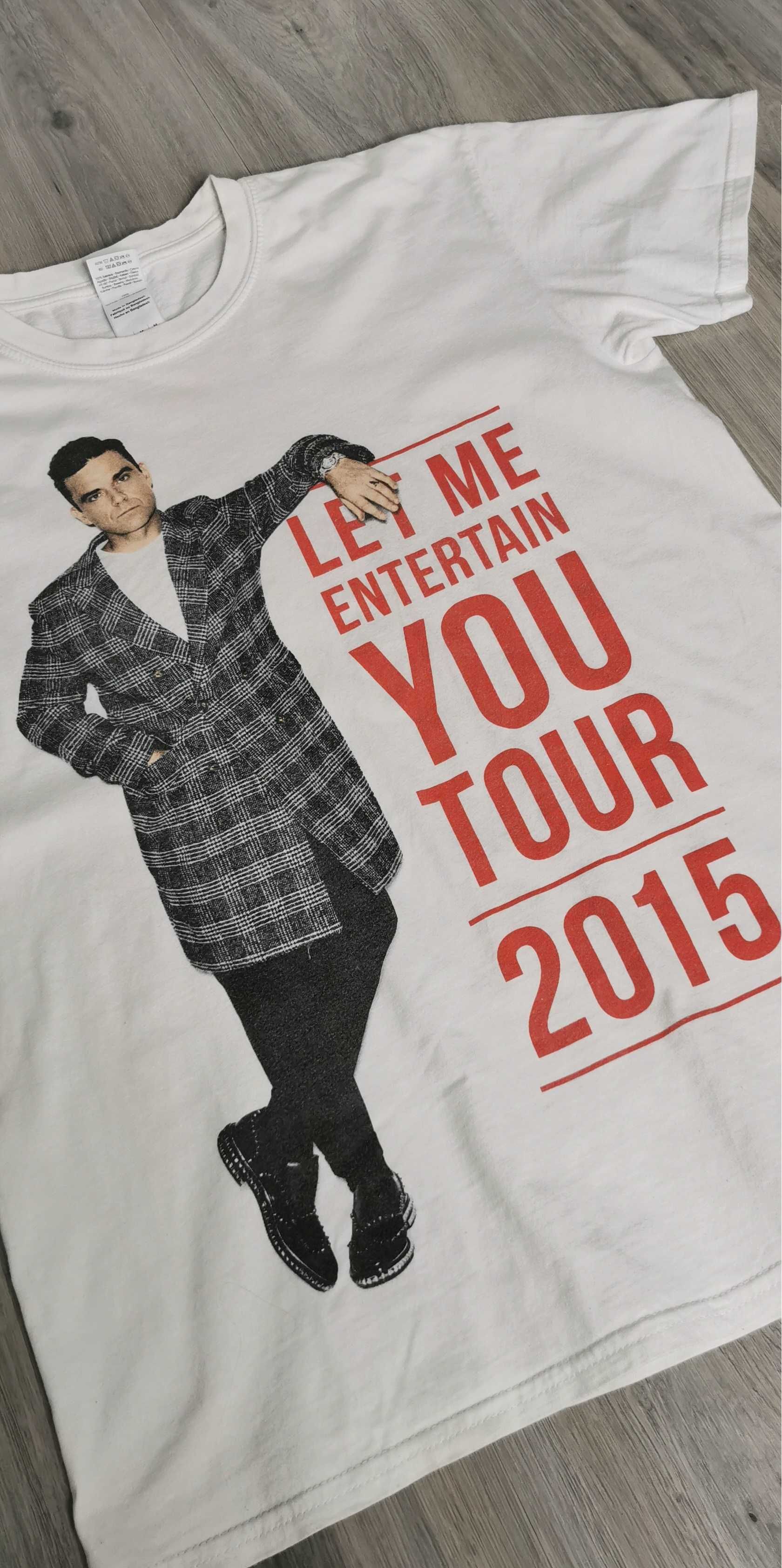 T-shirt RW Robbie Williams trasa koncertowa 2015 rozmiar M biała