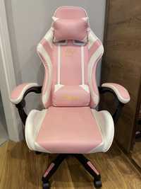 Fotel biurowy różowo bialy gamingowy