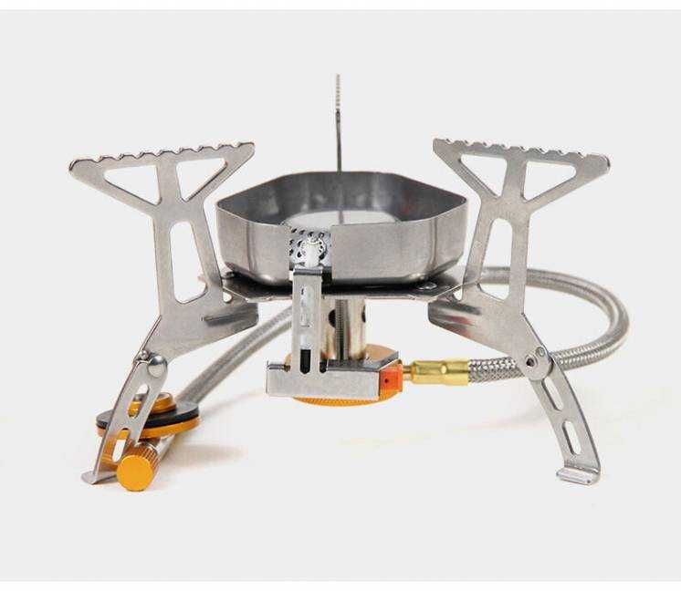 Газовая туристическая горелка со шлангом ветрозащитой в боксе плита
