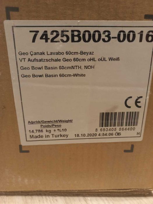 umywalka łazienkowa Vitra Geo 60X38,5Cm 7425