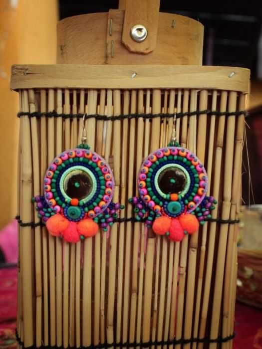 Ręcznie robione kolczyki haftowane z koralików handmade