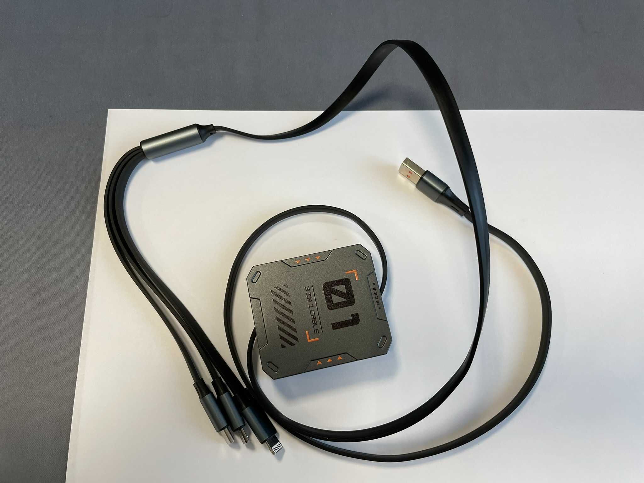 Kabel USB 3 w 1 USB-C, Lightning, USB micro .Chowany. NOWY