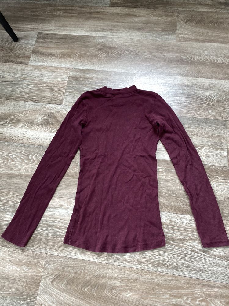 Basic bluzka z długim rękawem elastyczny sweterek burgundowy deep wine