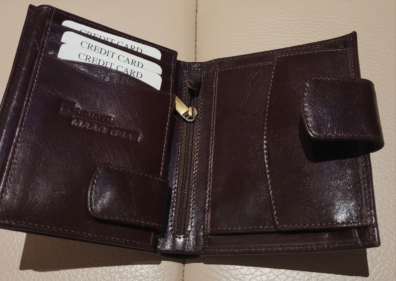 PORTFEL  skóra naturalna,brąz, unisex