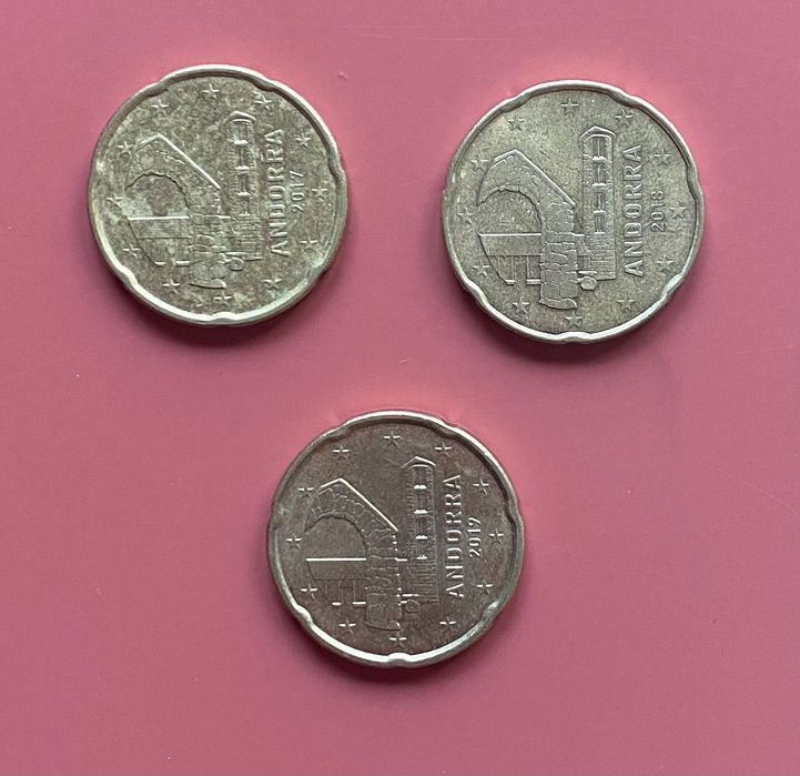 Coleção de Moedas - Andorra - 2€ / 1€ / 10 , 20 e 50 cêntimos