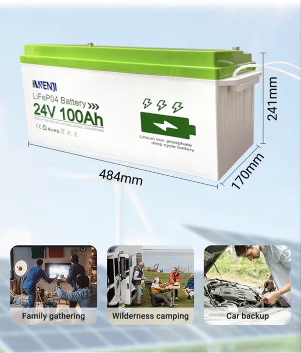ANENJI 24V 100Ah Bluetooth - LiFePO4 акумулятори