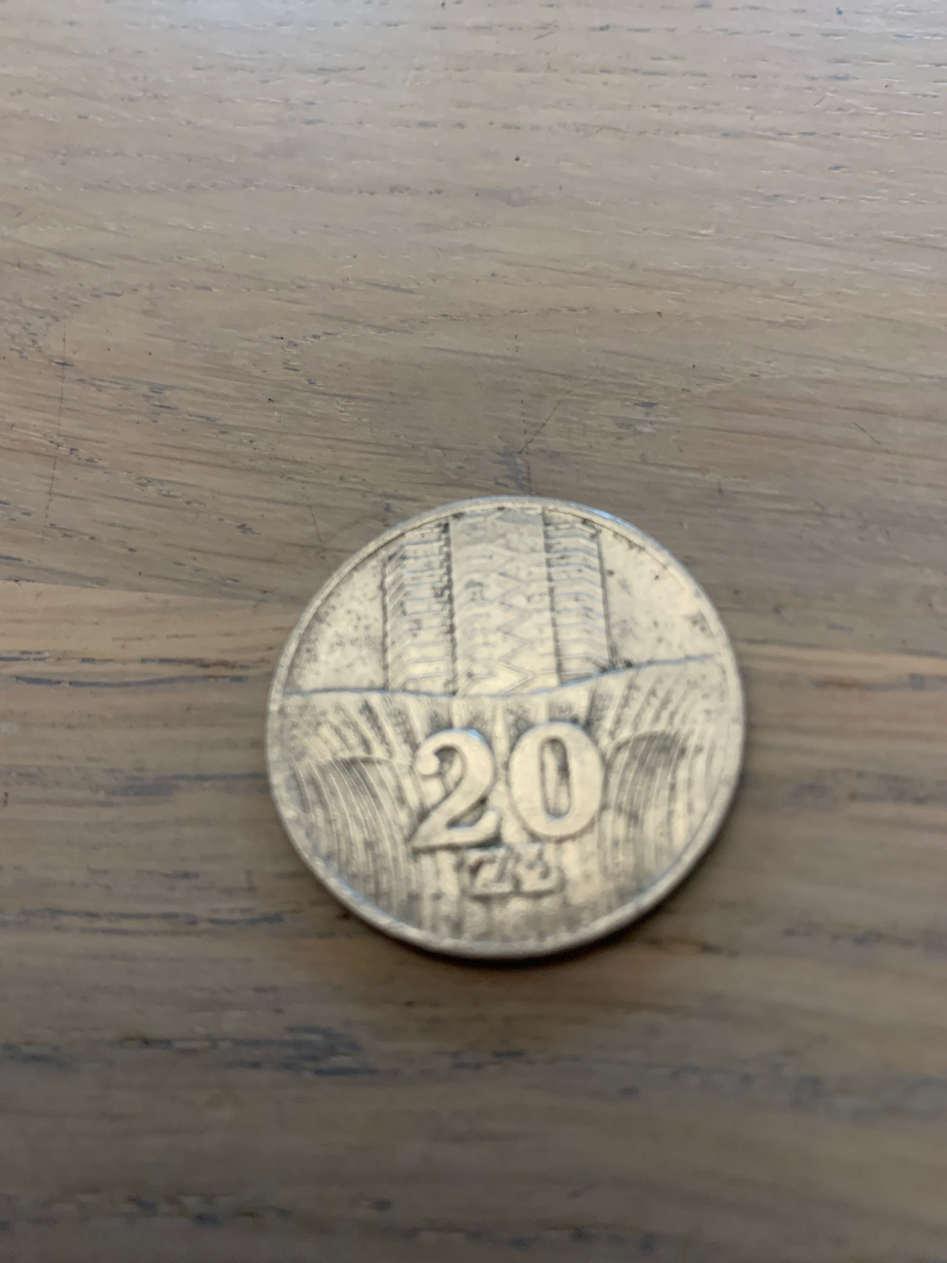 Moneta 20 zł wieżowiec i kłosy 1973 r. bez znaku mennicy