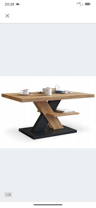 Stolik kawowy cross dąb Craft złoty/czarny