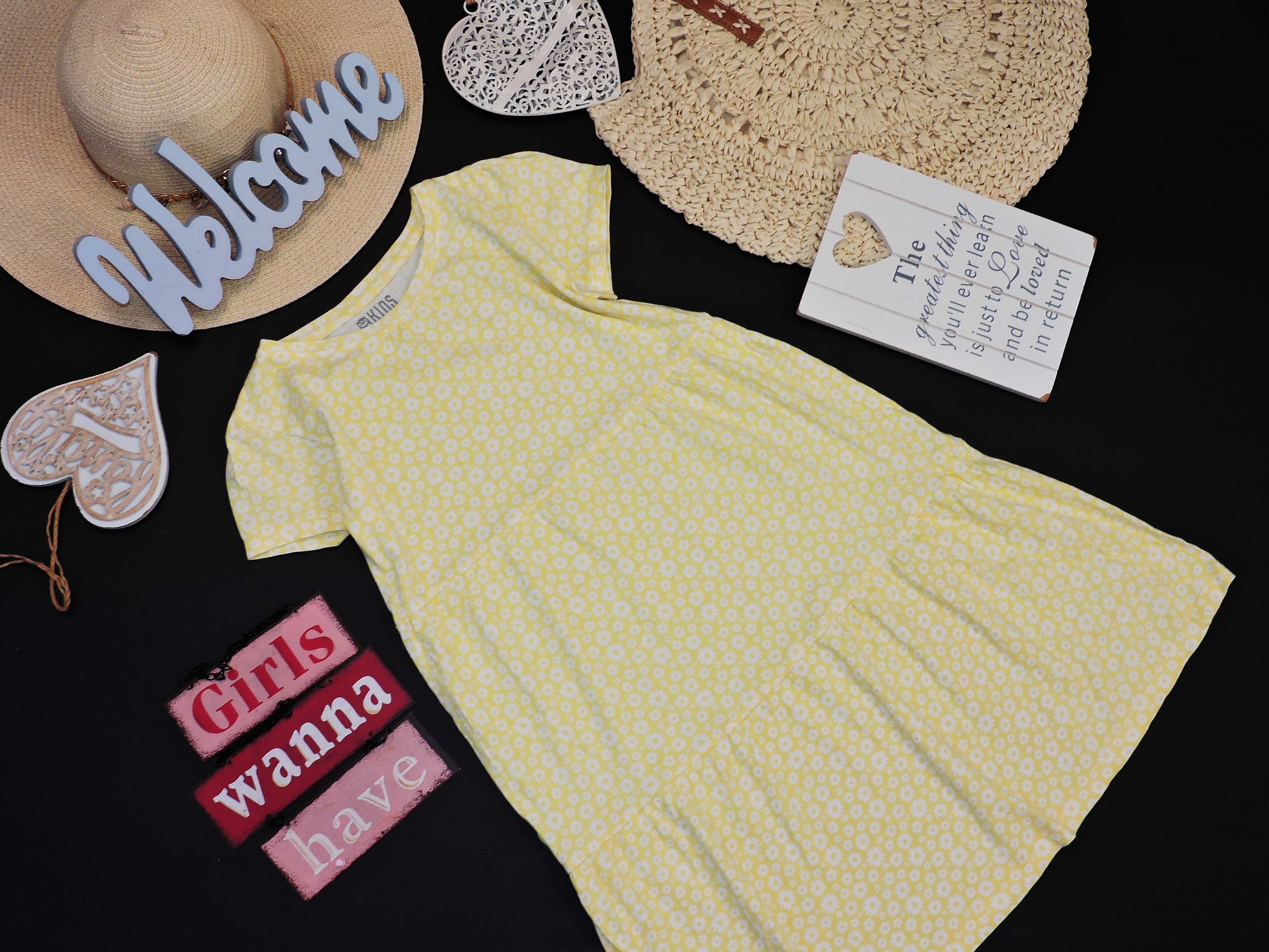 Kids - bawełniana sukienka stokrotki r 122/128