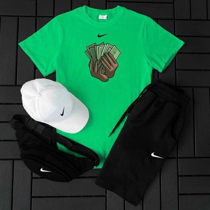 Футболка+шорти Nike спортивний костюм на літо Найк кепка бананка
