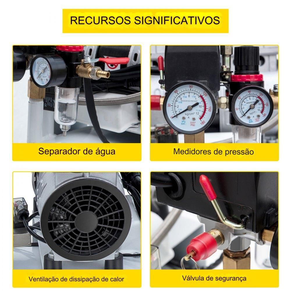 Compressor de Ar Silencioso  - 9L, 550W, 48dB