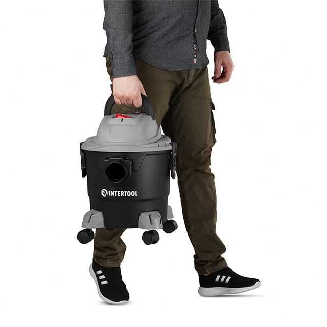 Пилосос будівельний 1 кВт, бак 15 л, шланг 1,5 м. INTERTOOL DT-1015.