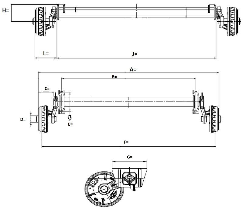 Oś niechamowana skrętna do przyczepy DMC 750