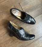 Gino Rossi retro style skórzane trzewiki na koturnie 8 cm rozmiar 36,5
