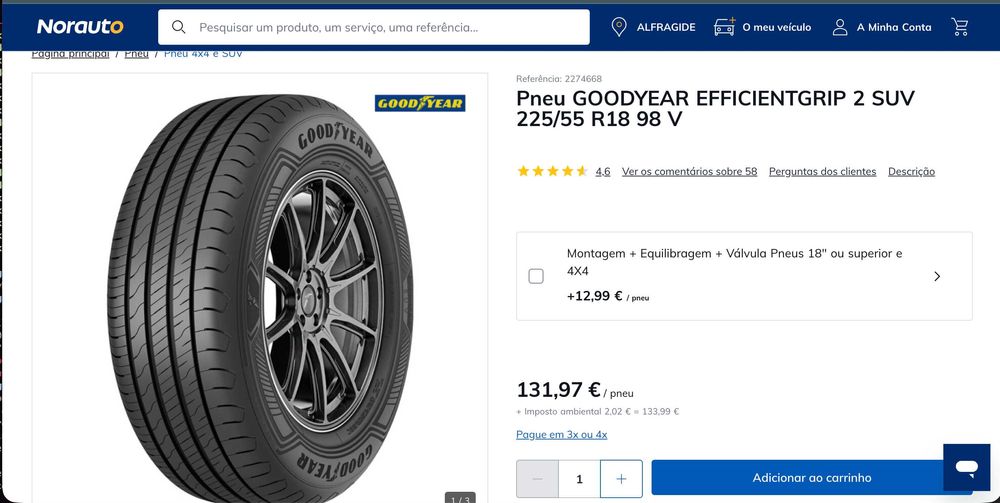 Pneu Goodyear EfficientGrip 2 SUV 225/55 R18 98 V