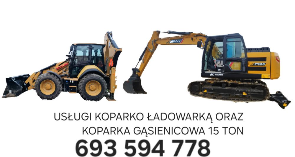 Usługi koparko ladowarka oraz koparka gasienicowa 15ton