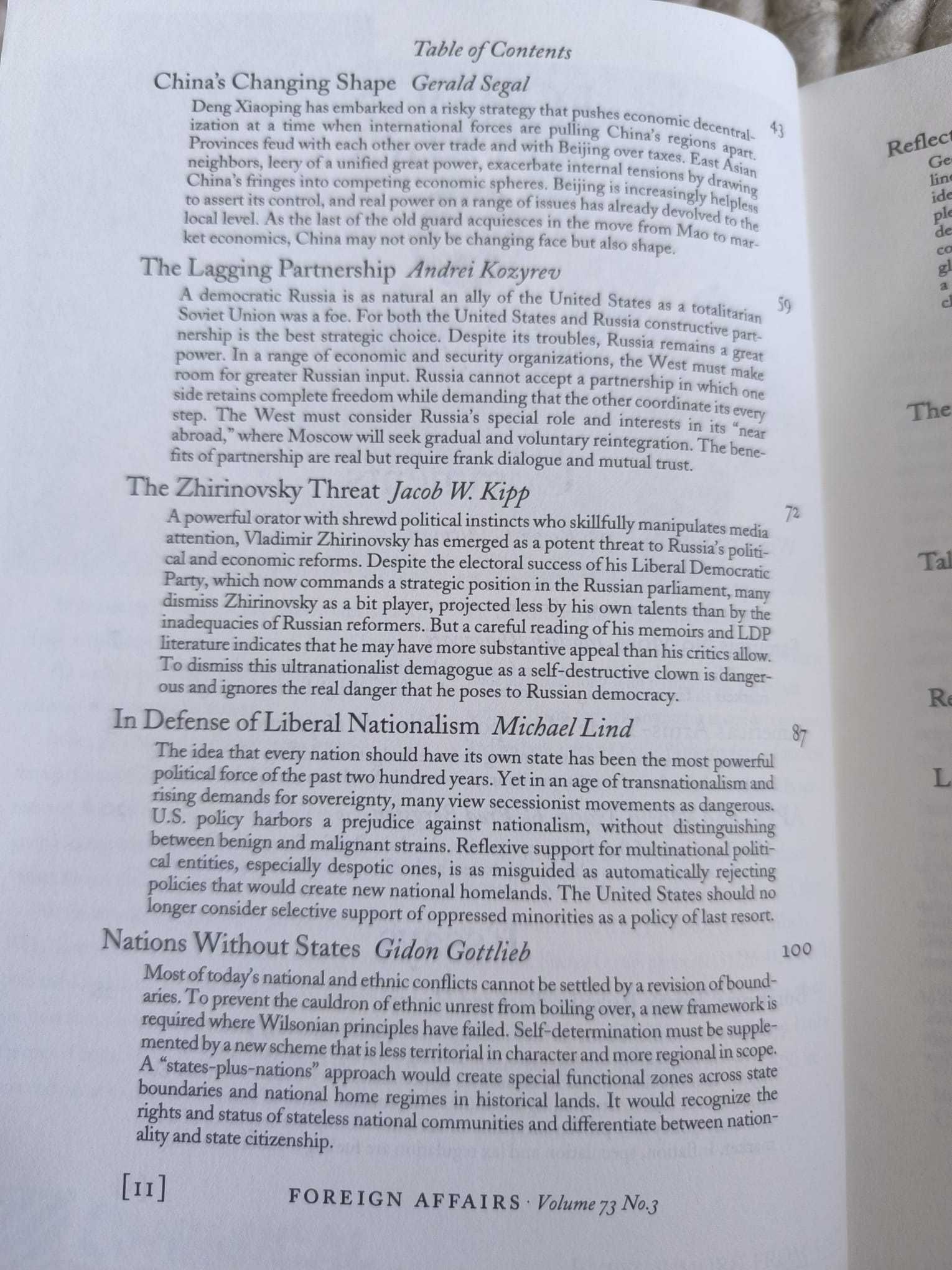 Revista "Foreign Affairs" May/June 1994 Volume 73, Number 3